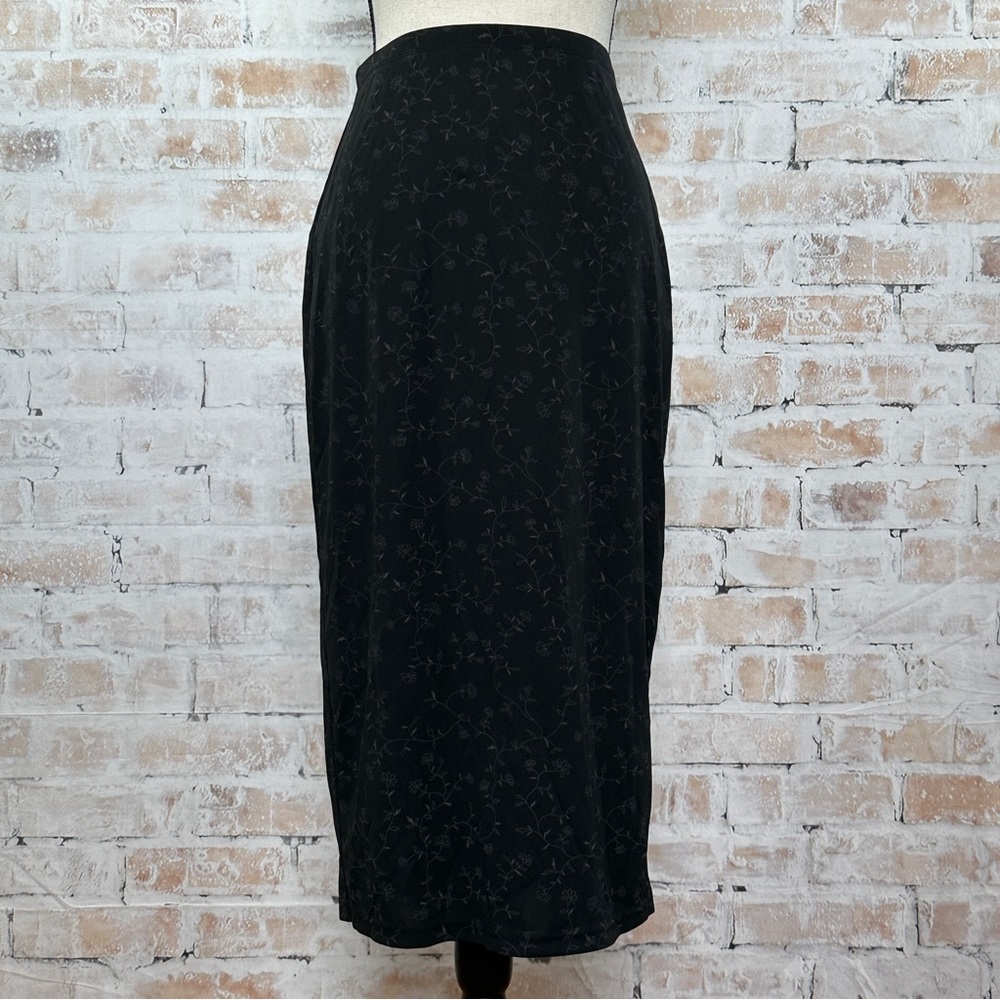 True Vintage Y2K Floral Vine Print Stretchy High Waisted Sexy Midi Pencil Skirt